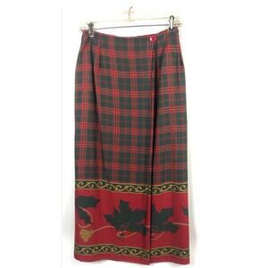Vintage Christmas wrap plaid skirt charter club cottage core old money size 6 Xs